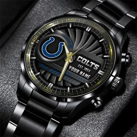 Discover Indianapolis Football Team Coltss  Black Stainless Steel Watch