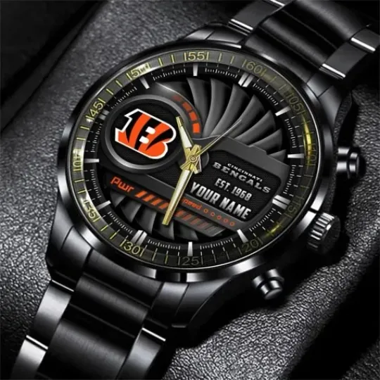 Discover Personalized Cincinnati Football Team Bengalss  Black Stainless Steel Watch