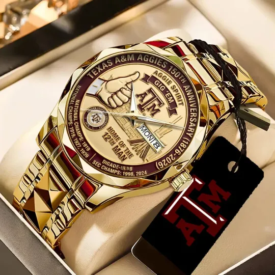 Discover Aggies Football 150th Anniversary 2026 Alloy Luxury Quartz Watch