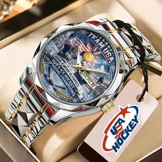 USA Men’s Hockey 2026 Winter Olympics Stainless Steel Men's Watches