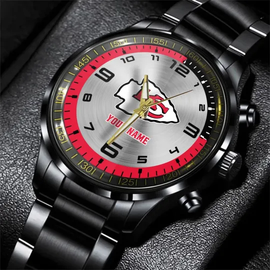 Discover Kansas City Football Team Chiefss Black Fashion Watch Gifts For Sport Fans