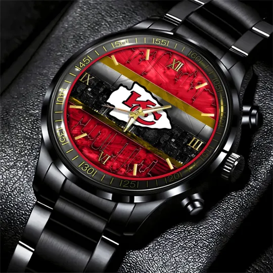 Discover Kansas City Football Team Chiefss Black Fashion Watch Gifts For Sport Fans