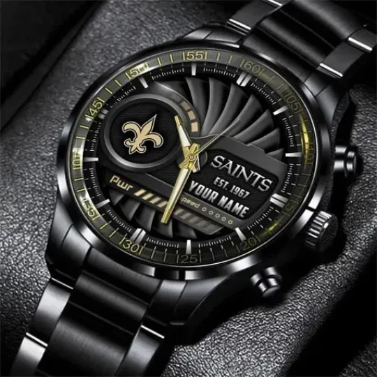 Discover New Orleans Football Team Saintss Black Fashion Watch Gifts For Sport Fans