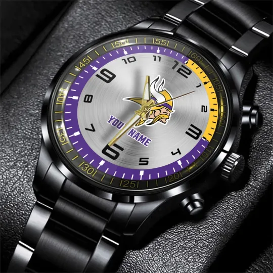 Discover Minnesota Football Team Vikingss Black Fashion Watch Gifts For Sport Fans