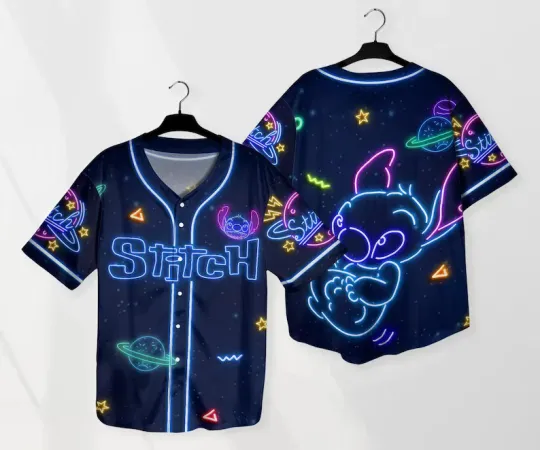 Discover Stitch Baseball Jersey Neon Stitch Adult Baseball Jersey Shirt