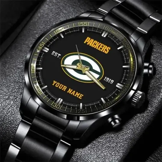 Discover Green Bay Football Team Packerss Black Fashion Watch Gifts For Sport Fans