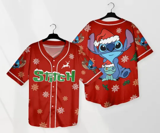 Discover Stitch Baseball Jersey Red Christmas Adult Baseball Jersey Shirt