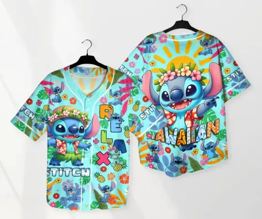 Discover Stitch Baseball Jersey Shirt Aloha Tropical Relax Adult Baseball Jersey Shirt