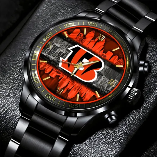 Discover Cincinnati Football Team Bengalss Black Fashion Watch Gifts For Sport Fans