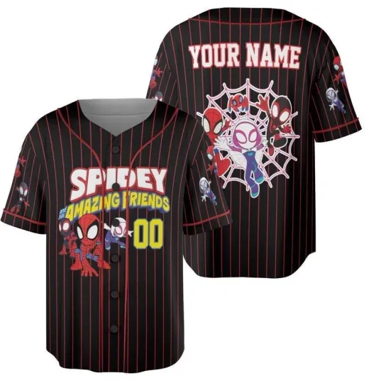 Discover Personalized Spidey And His Amazing Friends Adult Baseball Jersey Shirt