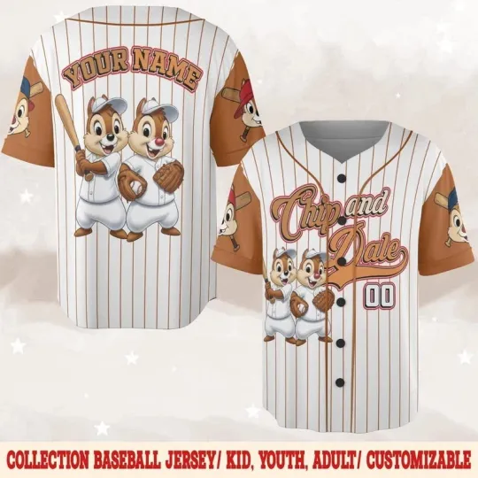 Discover Personalized Chip N Dale Play Baseball Simple Adult Baseball Jersey Shirt