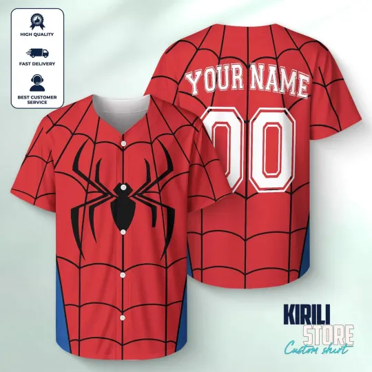 Discover Personalize Spider Man Baseball Custom Name Adult Baseball Jersey Shirt