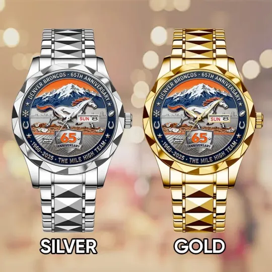 Discover Broncos 65th Anniversary Stainless Steel Quartz Watch for Men