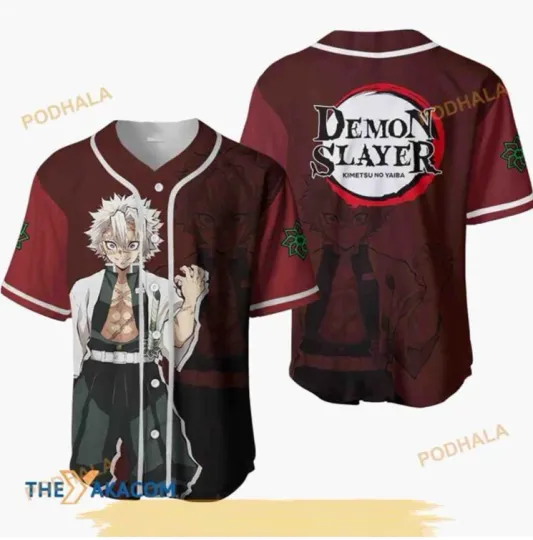 Discover Sanemi Shinazugawa Kimetsu Anime 3D Baseball Jersey Shirt