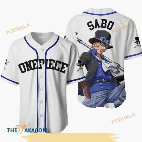 Sabo One Piece Anime 3D Baseball Jersey Shirt