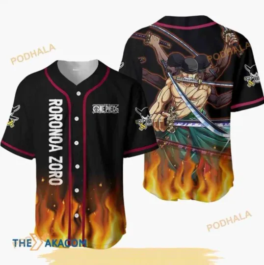 Discover Roronoa Zoro Ashura Anime 3D Baseball Jersey Shirt