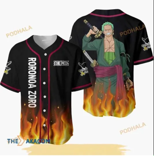 Discover Roronoa Zoro Anime 3D Baseball Jersey Shirt