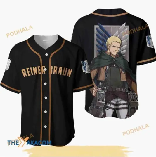 Discover Reiner Braun AO Titan Anime 3D Baseball Jersey Shirt