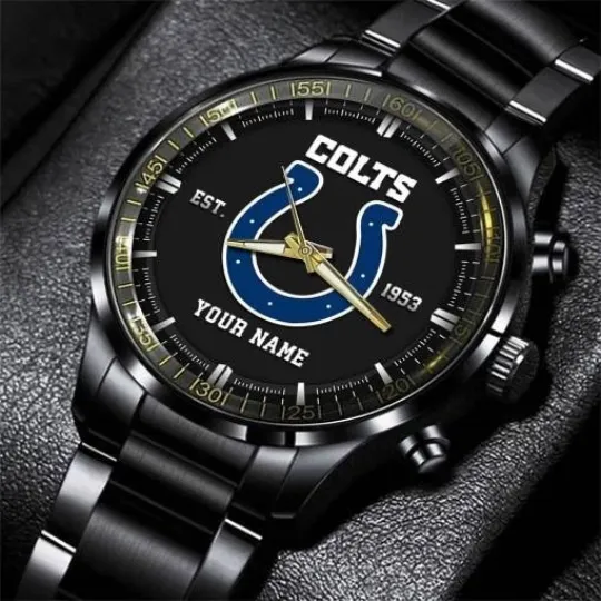 Discover Indianapolis Football Team Coltss Black Fashion Watch Gifts For Sport Fans