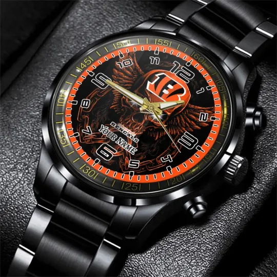 Discover Cincinnati Football Team Bengalss Black Fashion Watch Gifts For Sport Fans