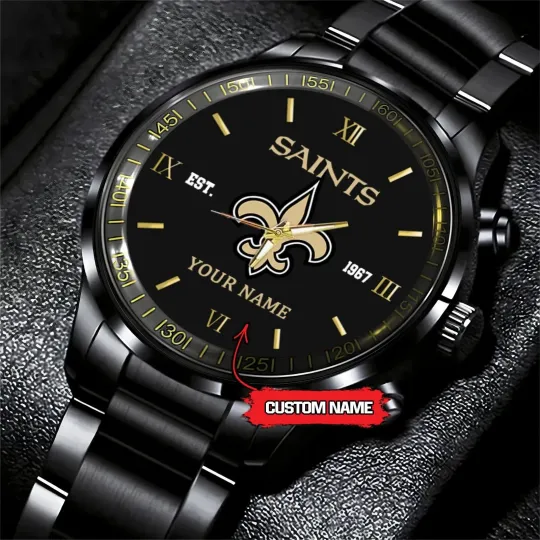 Discover New Orleans Football Team Saintss Black Fashion Watch Gifts For Sport Fans