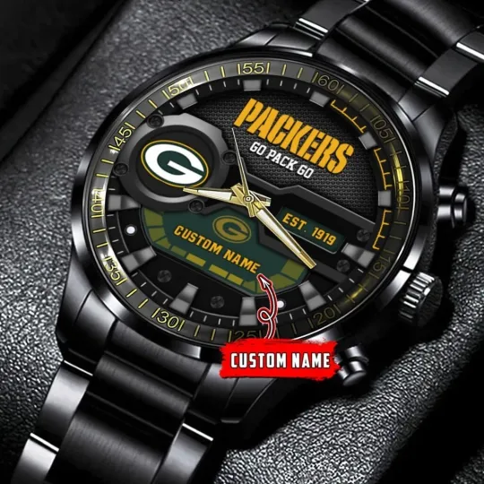 Discover Green Bay Football Team Packerss Black Fashion Watch Gifts For Sport Fans