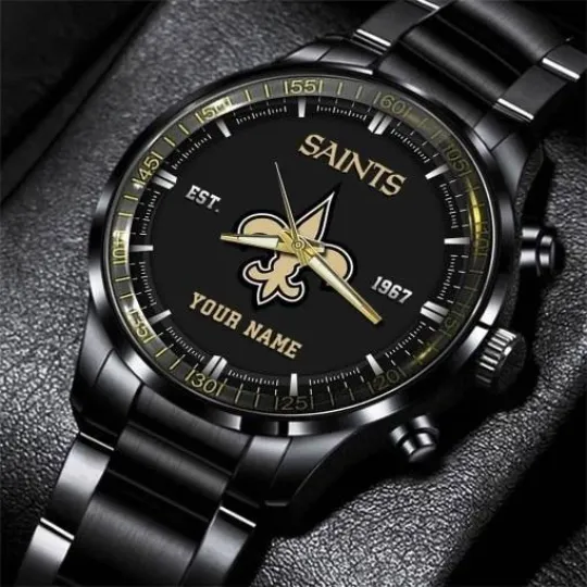 Discover New Orleans Football Team Saintss Black Fashion Watch Gifts For Sport Fans