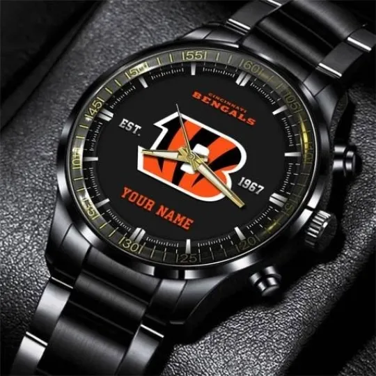 Discover Cincinnati Football Team Bengalss Black Fashion Watch Gifts For Sport Fans