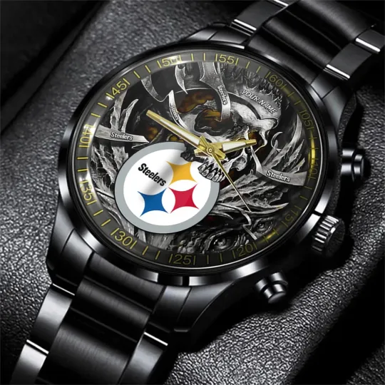 Discover Pittsburgh Football Team Steelerss Black Fashion Watch Gifts For Sport Fans