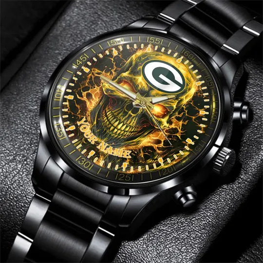 Discover Green Bay Football Team Packerss Black Fashion Watch Gifts For Sport Fans