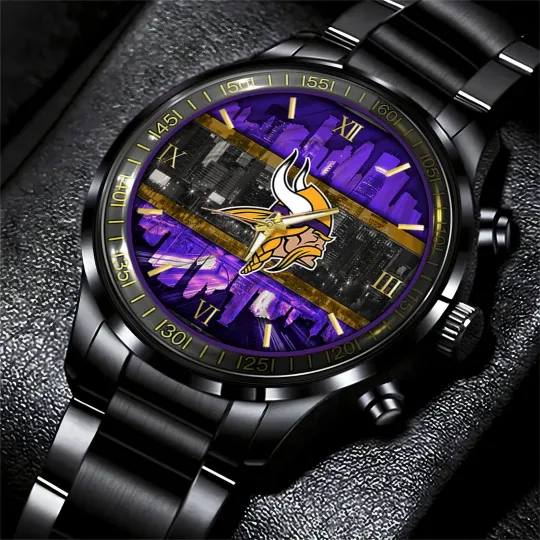 Discover Minnesota Football Team Vikingss Black Fashion Watch Gifts For Sport Fans