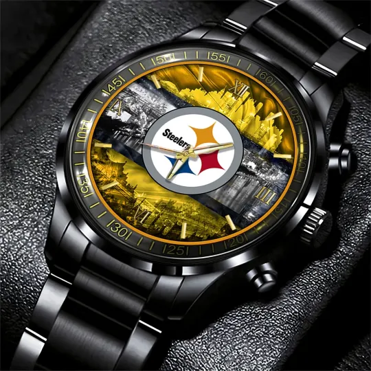 Discover Pittsburgh Football Team Steelerss Black Fashion Watch Gifts For Sport Fans AZWA