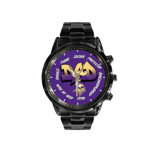 Discover Minnesota Football Team Vikingss Limited Edition Black Stainless Steel Watch For