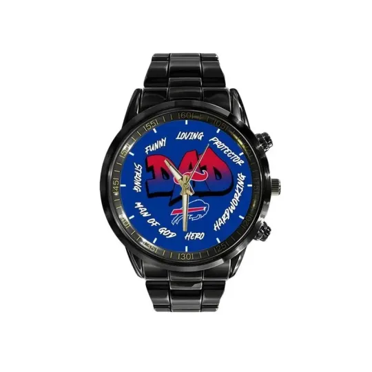 Discover Buffalo Football Team Billss Limited Edition Black Stainless Steel Watch For Fat