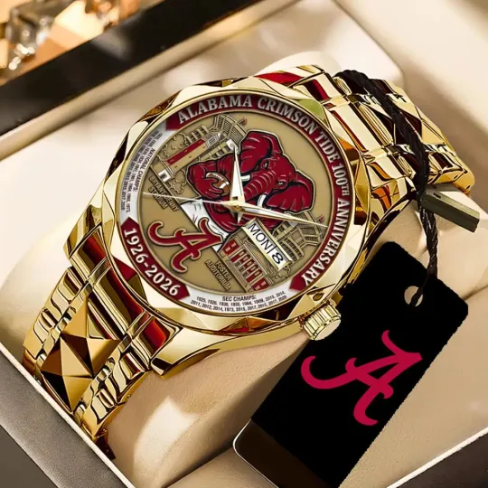 Discover Crimson Tide Football 100th Anniversary 2026 Alloy Luxury Quartz Watch