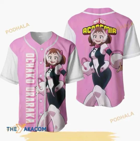 Discover Ochako Uraraka Hero Anime Anime 3D Baseball Jersey Shirt