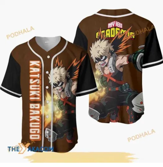 Discover Katsuki Bakugo Hero Anime Anime 3D Baseball Jersey Shirt