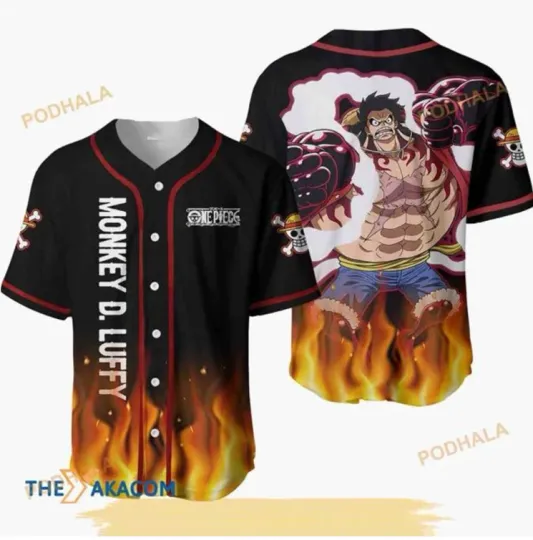 Monkey D Luffy Gear Anime 3D Baseball Jersey Shirt