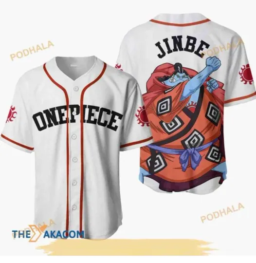 Jinbe One Piece Anime 3D Baseball Jersey Shirt