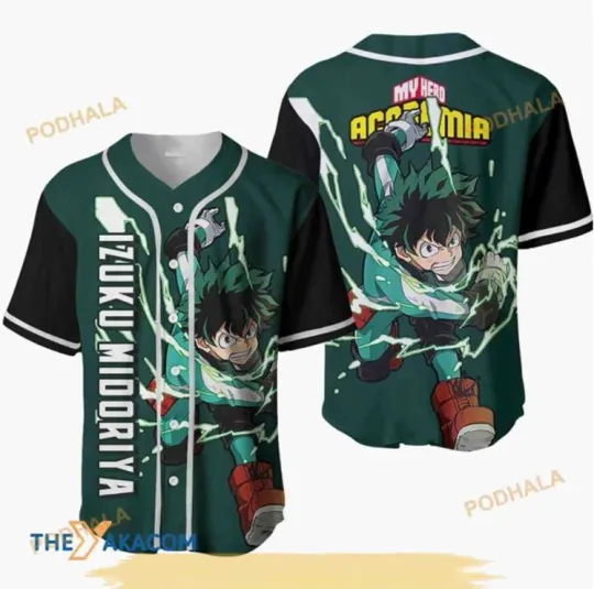 Discover Izuku Midoriya Hero Anime Anime 3D Baseball Jersey Shirt