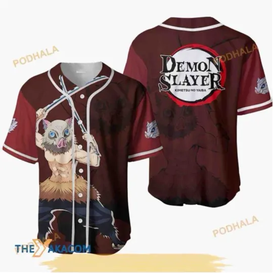 Discover Inosuke Kimetsu Anime 3D Baseball Jersey Shirt