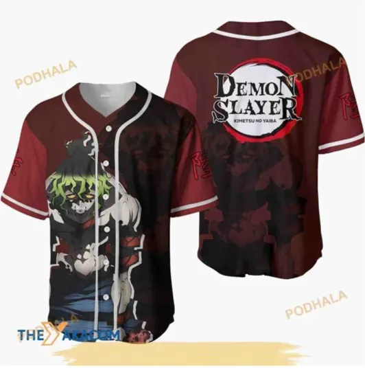 Discover Gyutaro Kimetsu Anime 3D Baseball Jersey Shirt