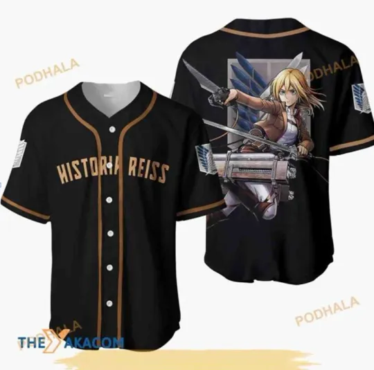 Discover Historia Reiss AO Titan Anime 3D Baseball Jersey Shirt