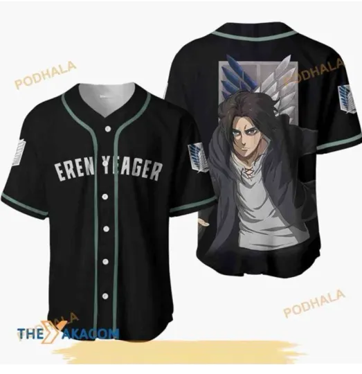Discover Eren Yeager AO Titan Final Anime 3D Baseball Jersey Shirt