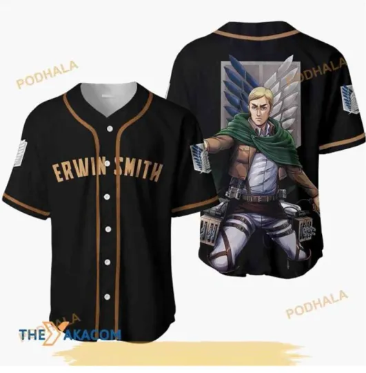 Discover Erwin Smith AO Titan Anime 3D Baseball Jersey Shirt