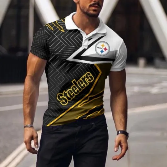 Pittsburgh Football Team Steelerss Polo T-shirt BGPLS071, Unisex Adults, S-5XL
