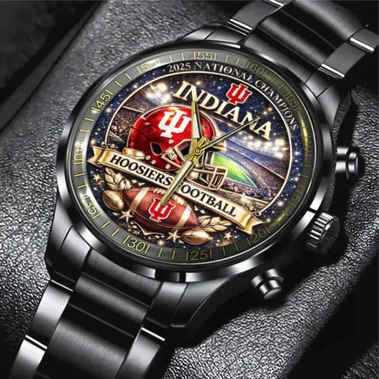 Discover Hoosiers Football 2025 National Champions Black Stainless Steel Watch