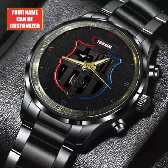 Discover Personalized Barcelona FC Black Stainless Steel Watch