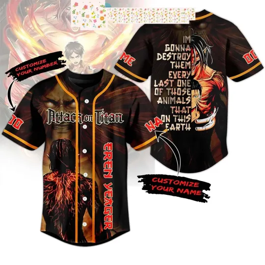 Discover AO Titan Eren Yeager Personalized Baseball Jersey