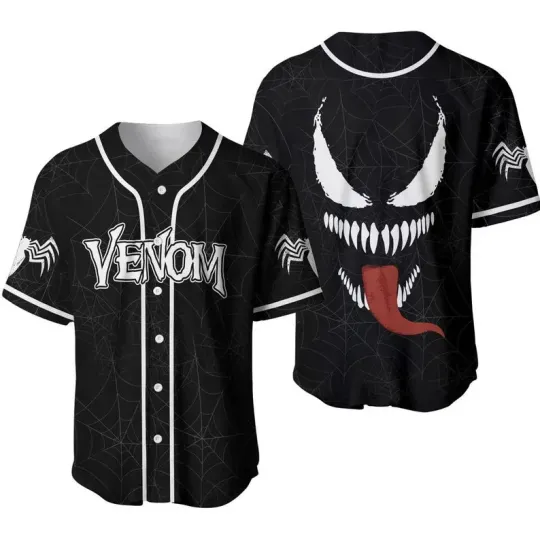 Venom Horror Black White Baseball Jersey Gift Shirt On Jersey Shirt For Fans